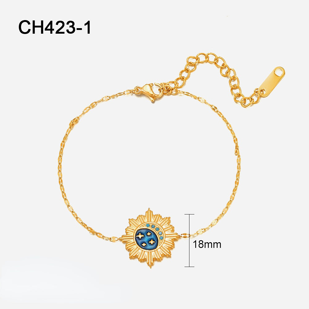 Pulsera de goteo de aceite de luna de estrella de oro de acero inoxidable al por mayor